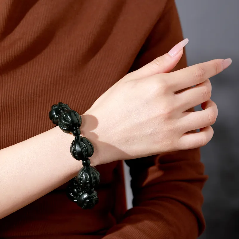 LIYUNMUXUE Hetian Jade Bracelets Green Jade Unisex-2