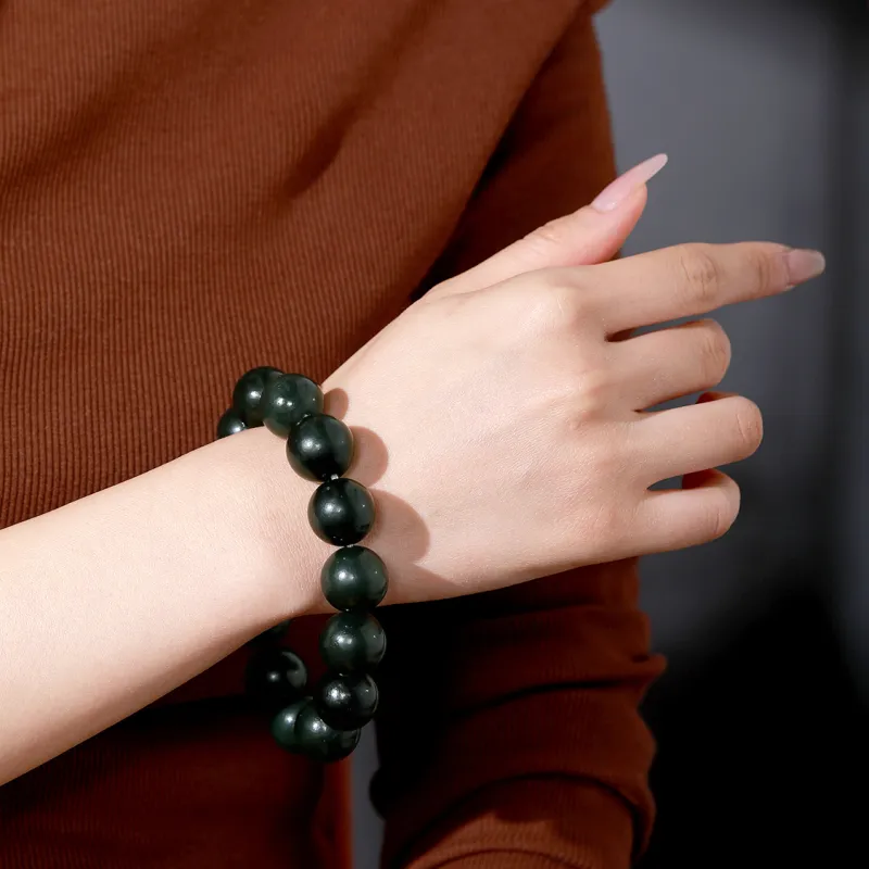 LIYUNMUXUE Hetian Jade Bracelets Green Jade Unisex-2