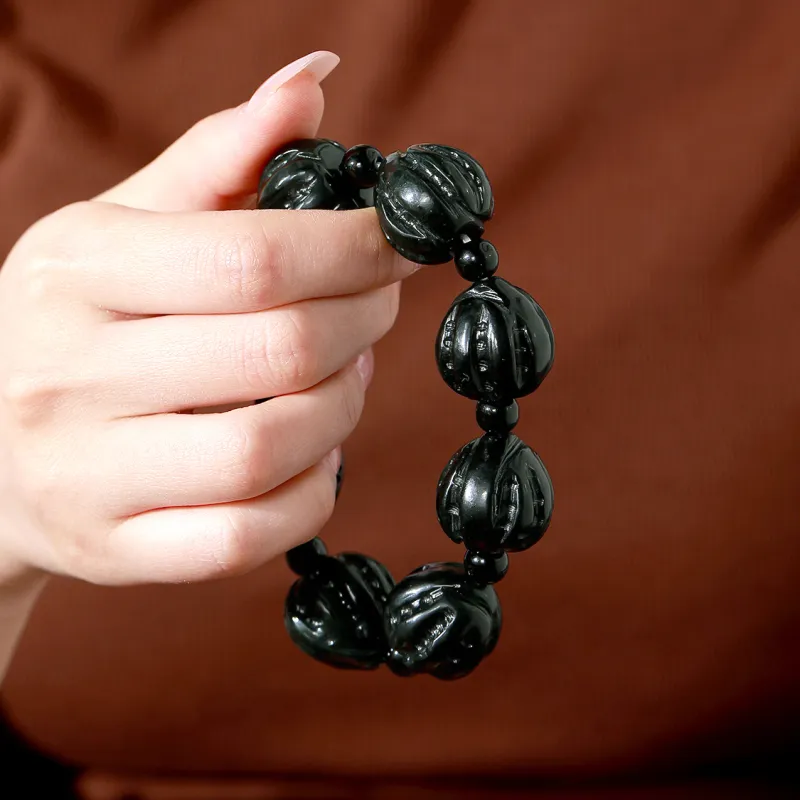 LIYUNMUXUE Hetian Jade Bracelets Green Jade Unisex-1