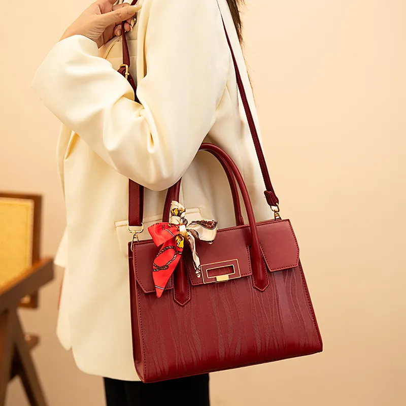 Vigno Synthetic Leather Shoulder Bag Crossbody Bag Handbag Regular Women's Red/Brown-7