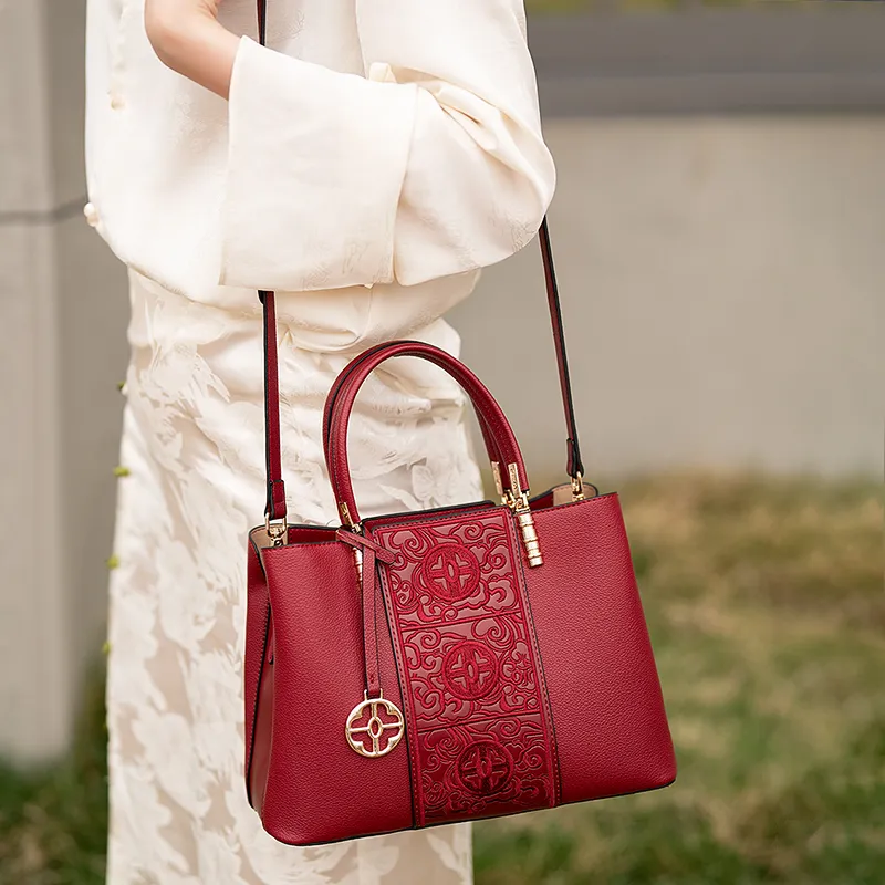 Vigno Synthetic Leather Handbag Crossbody Bag Regular Women's Apricot/Red-7