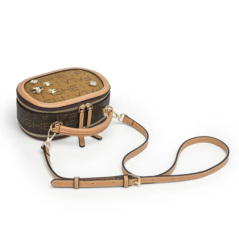 Vigno Synthetic Leather Shoulder Bag Crossbody Bag Handbag Regular Women's Brown/Ecru/Coffee-4