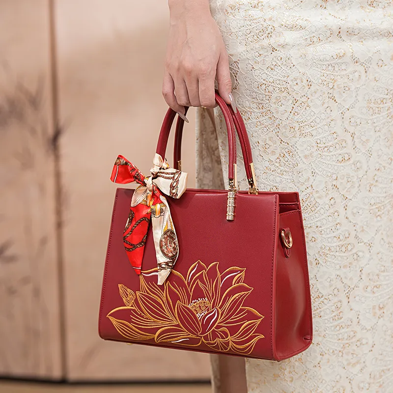 Vigno Synthetic Leather Shoulder Bag Crossbody Bag Handbag Medium Size Women's Red-6