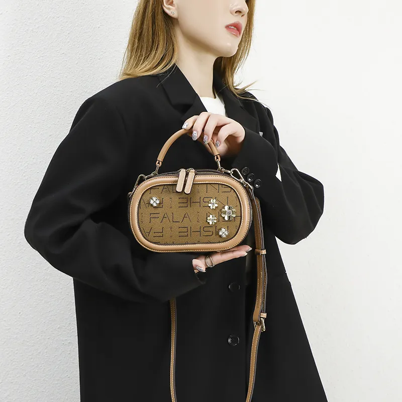 Vigno Synthetic Leather Shoulder Bag Crossbody Bag Handbag Regular Women's Brown/Ecru/Coffee-6