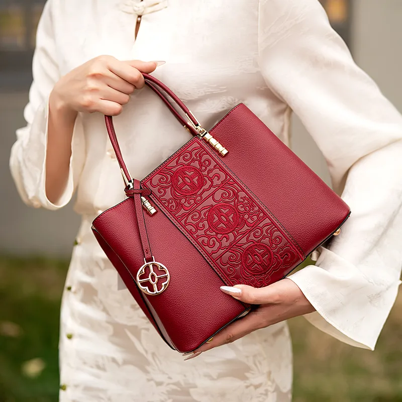 Vigno Synthetic Leather Handbag Crossbody Bag Regular Women's Apricot/Red-5