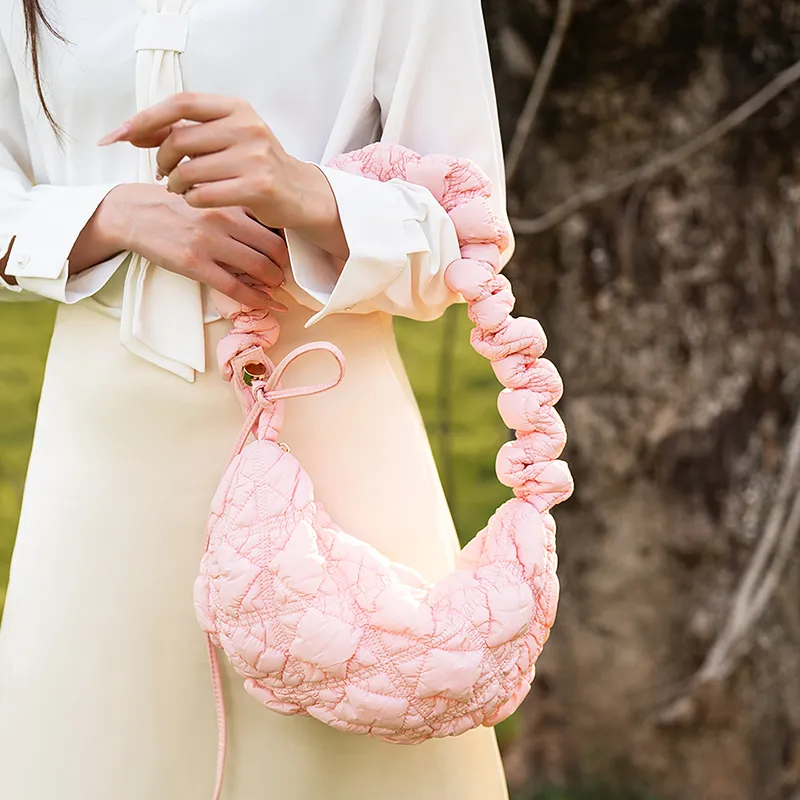 Vigno Soft Fabric Crossbody Bag, Shoulder Bag Women's White/Pink-9