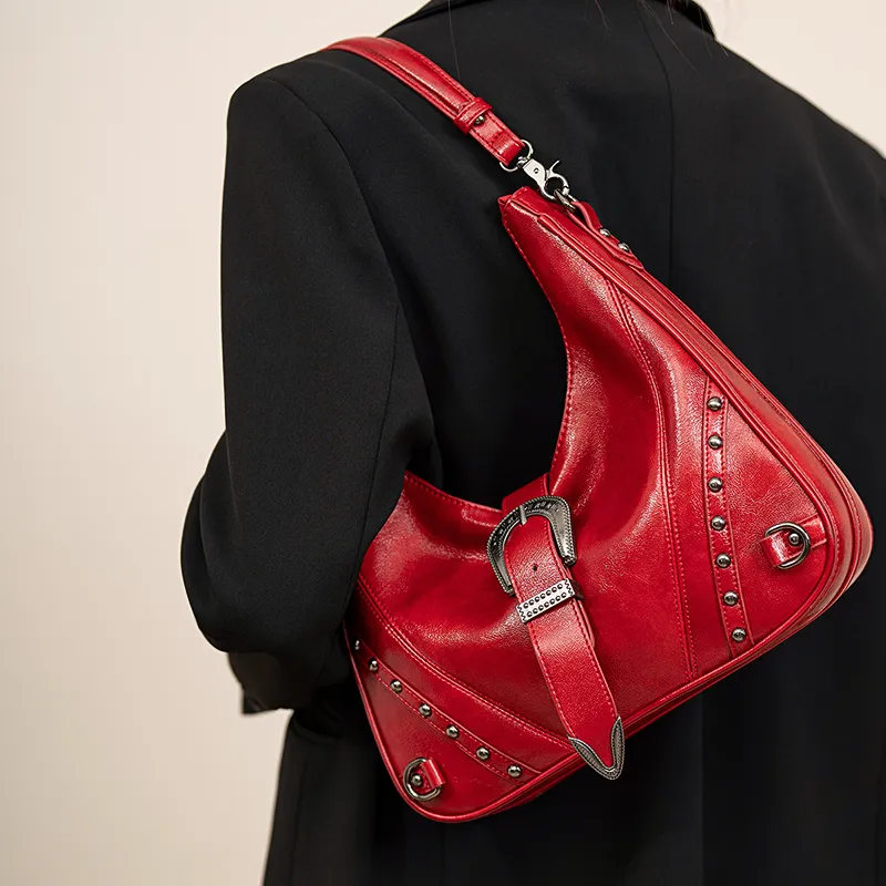 Vigno Synthetic Leather Shoulder Bag Handbag Regular Women's Red/Coffee-7