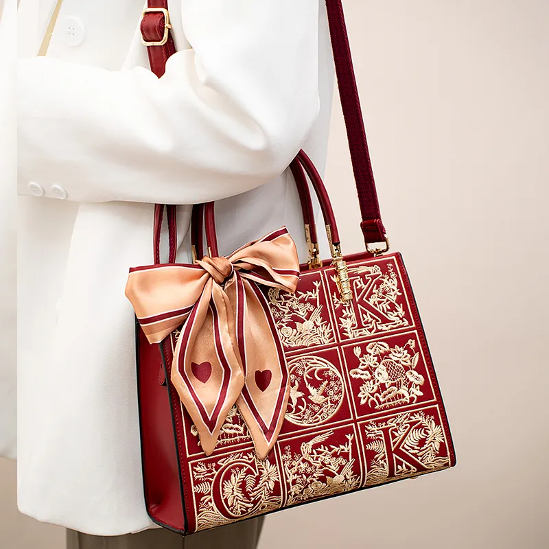 Vigno Synthetic Leather Handbag One Shoulder Crossbody Regular Women's Red-6