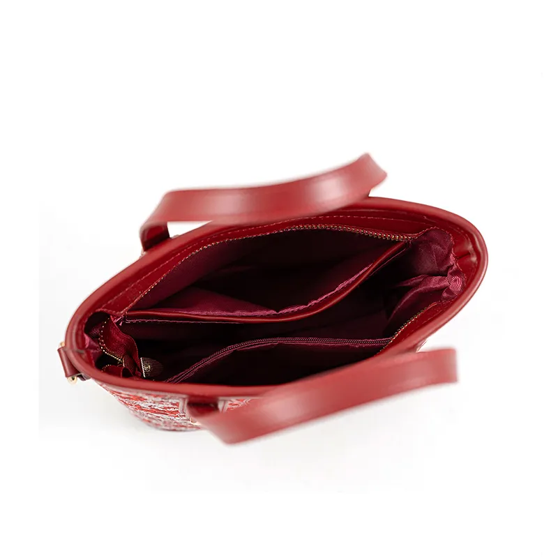 Vigno Synthetic Leather Kelly Bag Wedding Bag Shoulder Bag Crossbody Bag Handbag Regular Women's Red-5