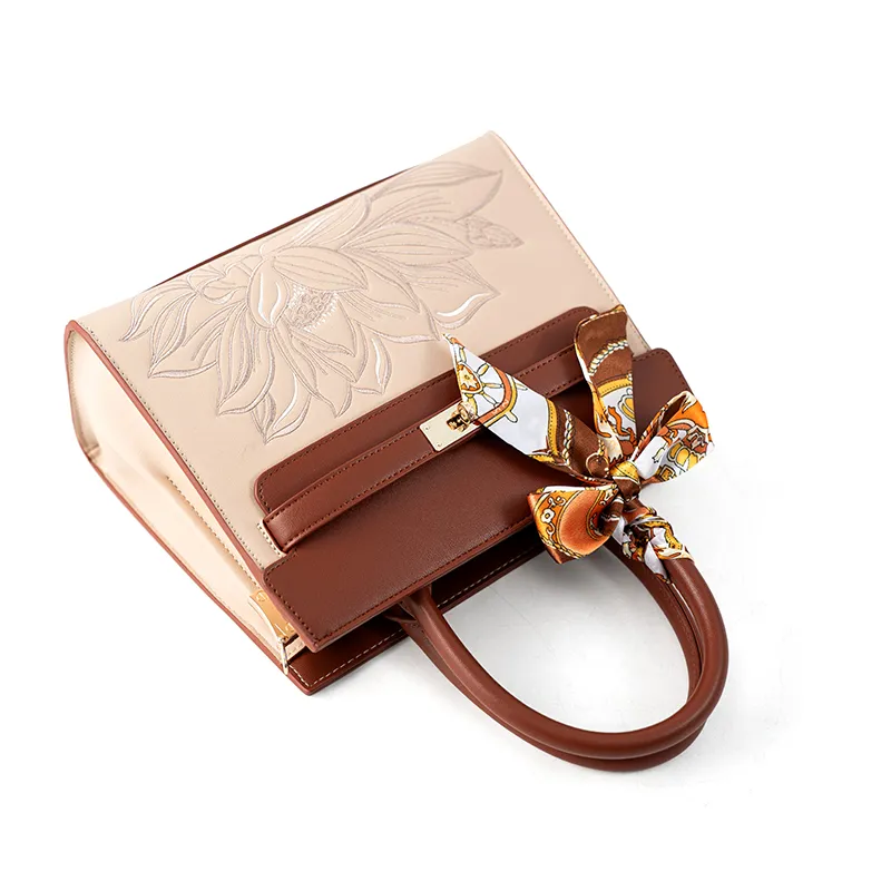Vigno Synthetic Leather Handbag, One Shoulder, Crossbody Bag Regular Women's Coffee & Apricot-2