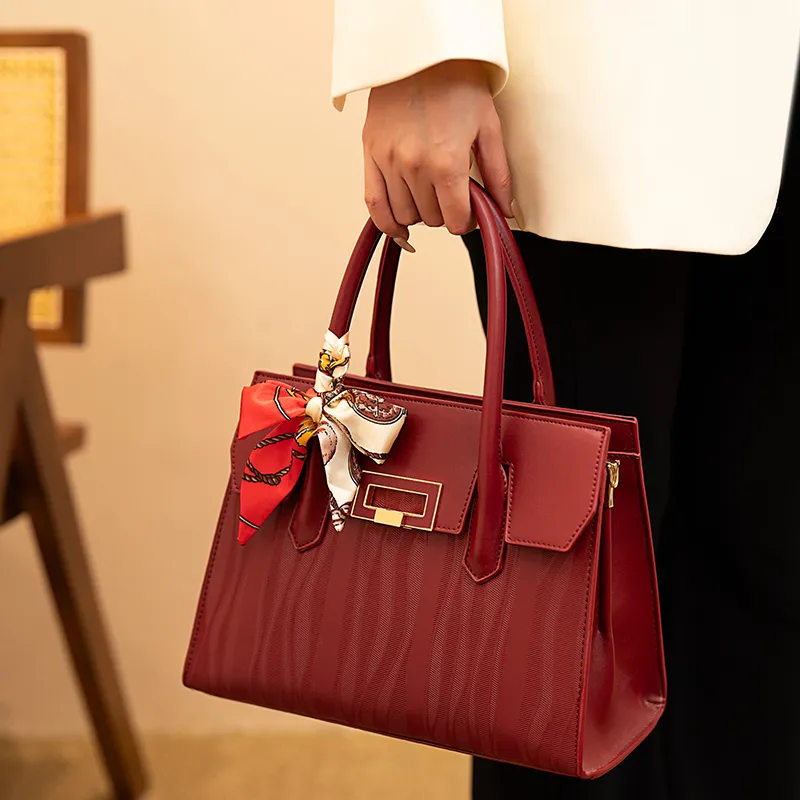 Vigno Synthetic Leather Shoulder Bag Crossbody Bag Handbag Regular Women's Red/Brown-5