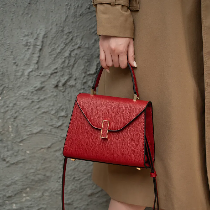 Vigno Synthetic Leather Crossbody Bags Handbags Regular Women's Ecru/Black/Red-20