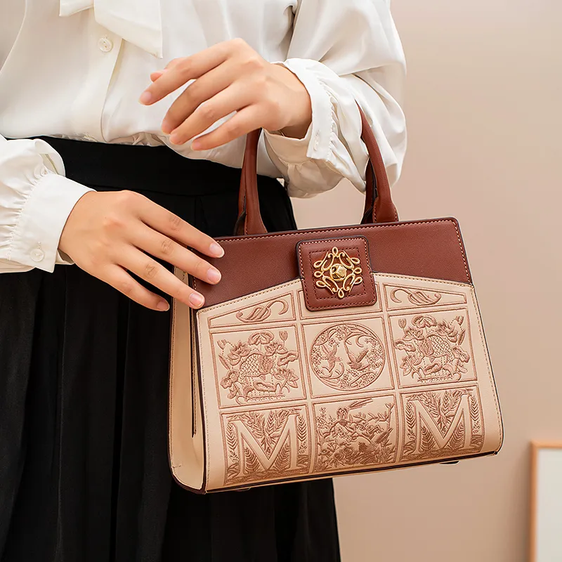Vigno Synthetic Leather Tote Bag Shopping Bag Handbag Regular Women's Apricot/Red-7