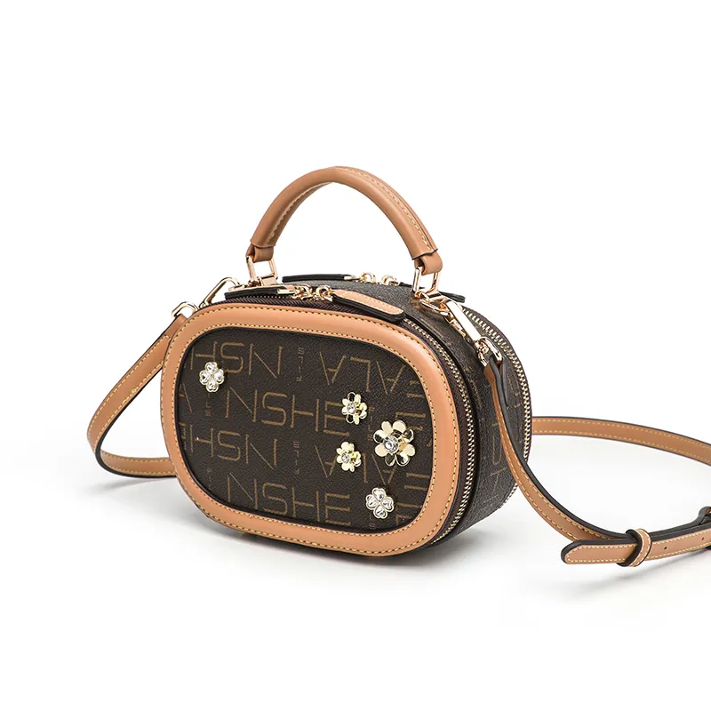 Vigno Synthetic Leather Shoulder Bag Crossbody Bag Handbag Regular Women's Brown/Ecru/Coffee-15