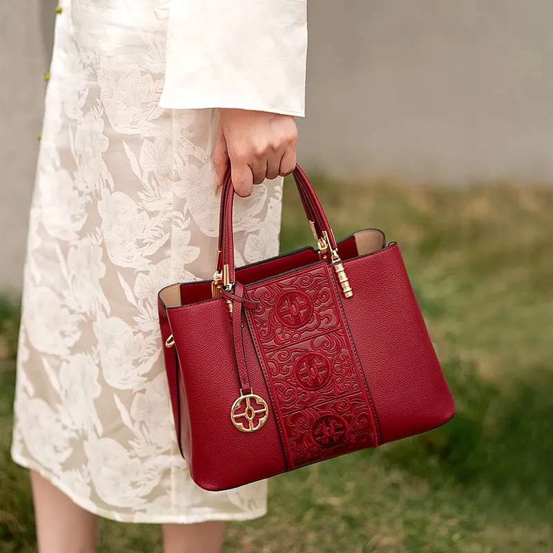 Vigno Synthetic Leather Handbag Crossbody Bag Regular Women's Apricot/Red-6