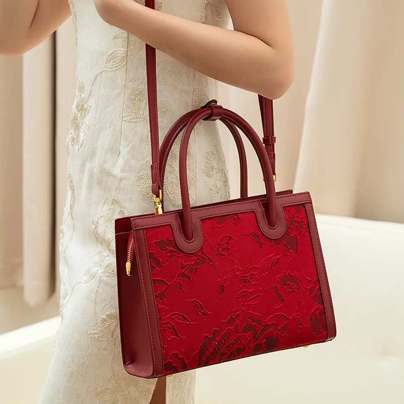 Vigno Synthetic Leather Handbags Shoulder Bag Crossbody Bag Women's Red-6