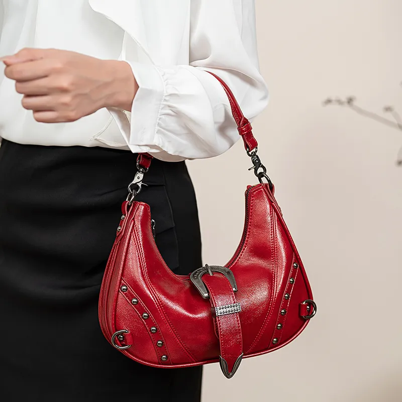 Vigno Synthetic Leather Shoulder Bag Handbag Regular Women's Red/Coffee-21