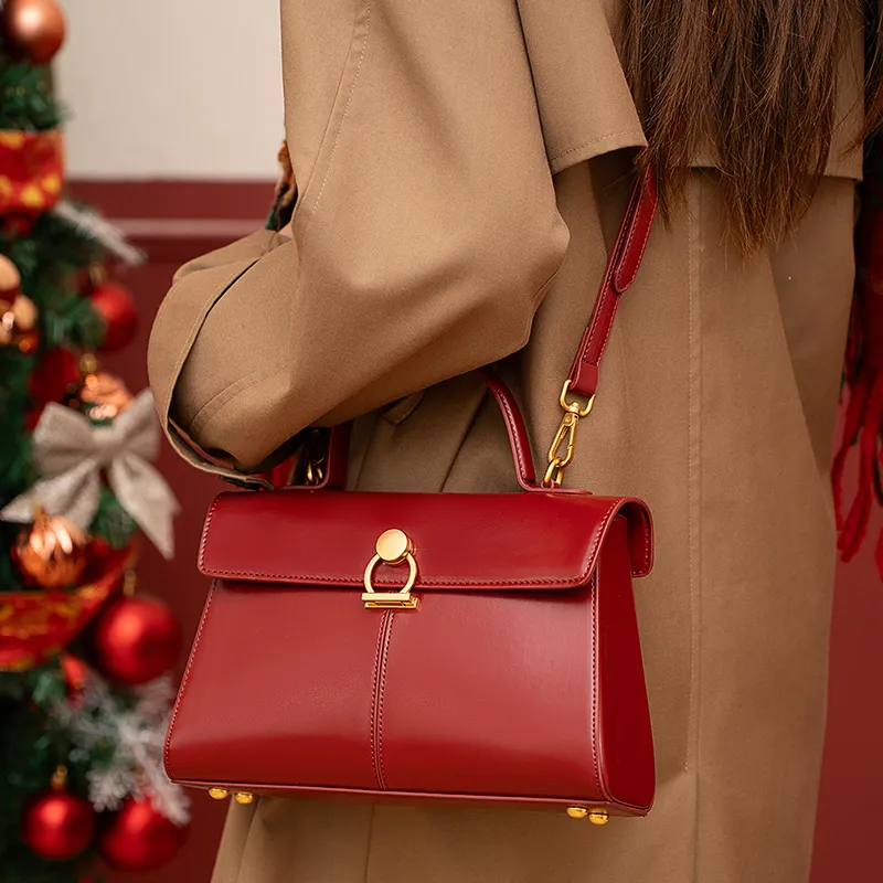 Vigno Synthetic Leather Handbag, One Shoulder, Crossbody Bag Regular Women's Red-9