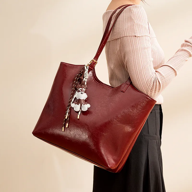 Vigno Synthetic Leather Shopping Bag, One Shoulder Tote Bag Women's Red-7