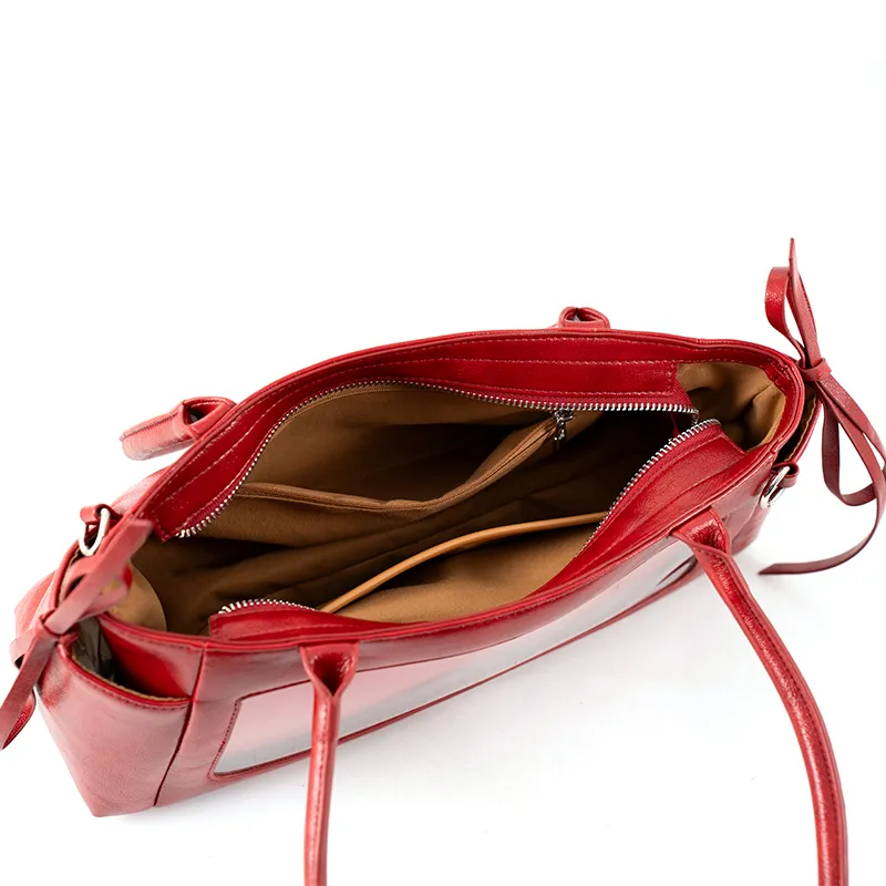 Vigno Synthetic Leather Shoulder Bag Regular Women's Red/Brown/Black/Ecru-5