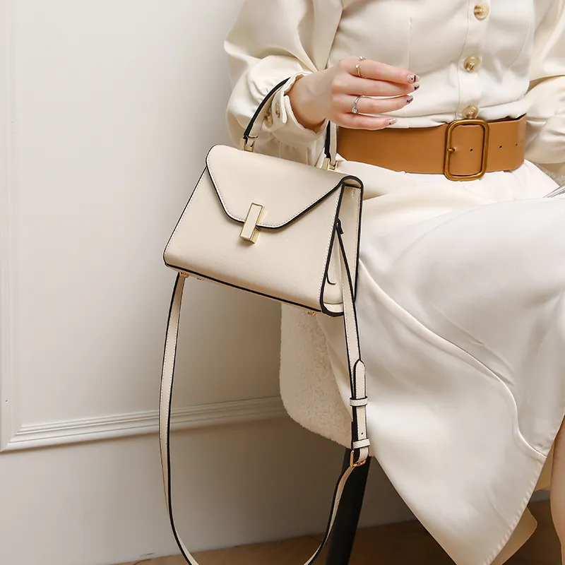 Vigno Synthetic Leather Crossbody Bags Handbags Regular Women's Ecru/Black/Red-5