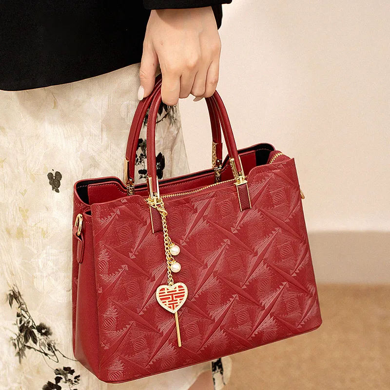 Vigno Synthetic Leather Handbag, One Shoulder Strap Regular Women's Red-6