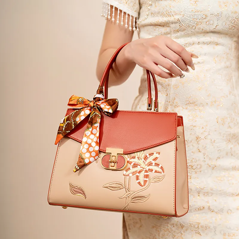 Vigno Synthetic Leather One Shoulder Handbags Women's Apricot & Brown-14