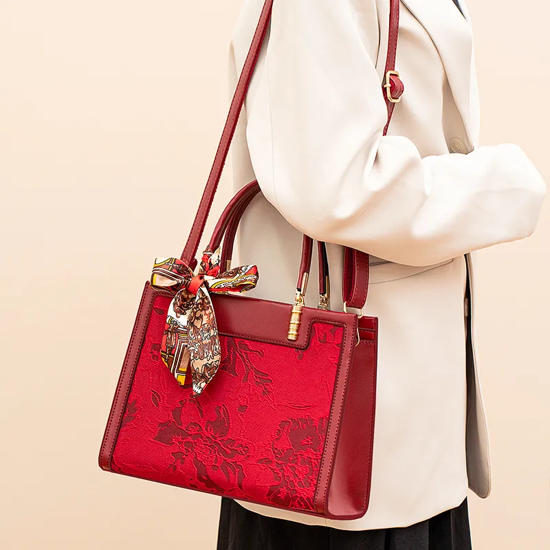 Vigno Synthetic Leather Handbag One Shoulder Crossbody Regular Women's Red-7