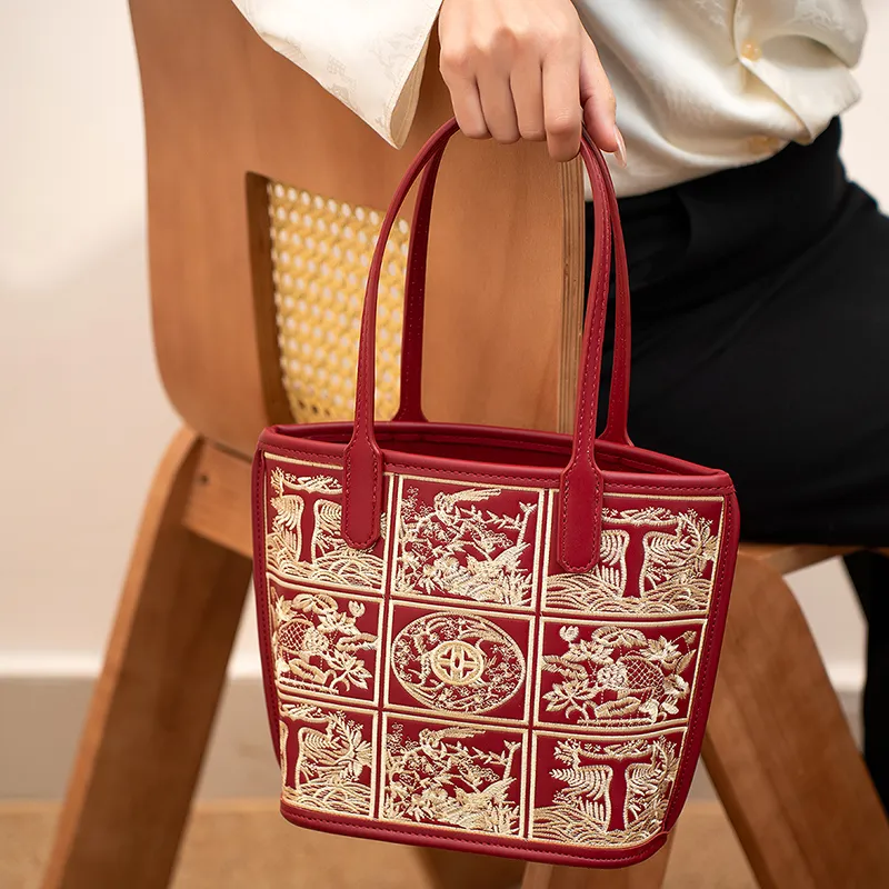 Vigno Synthetic Leather Bucket Bag, Handbag, Shoulder Bag Regular Women's White/Red-14