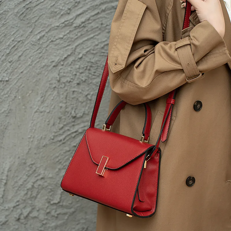 Vigno Synthetic Leather Crossbody Bags Handbags Regular Women's Ecru/Black/Red-19