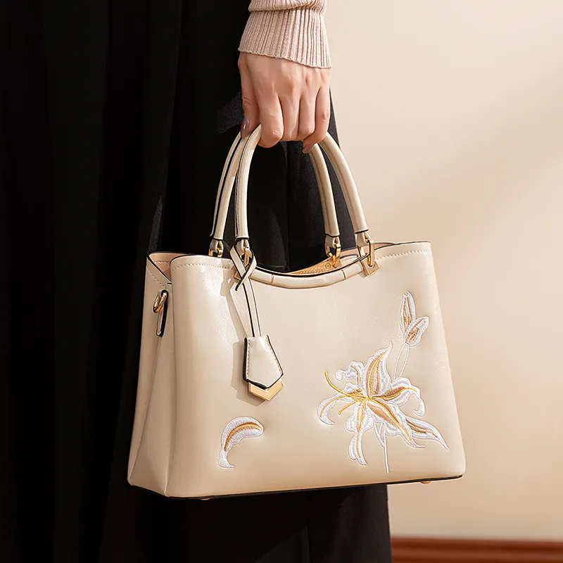 Vigno Synthetic Leather Handbag, Tote Bag, One Shoulder, Crossbody Bag Regular Women's Ecru-7