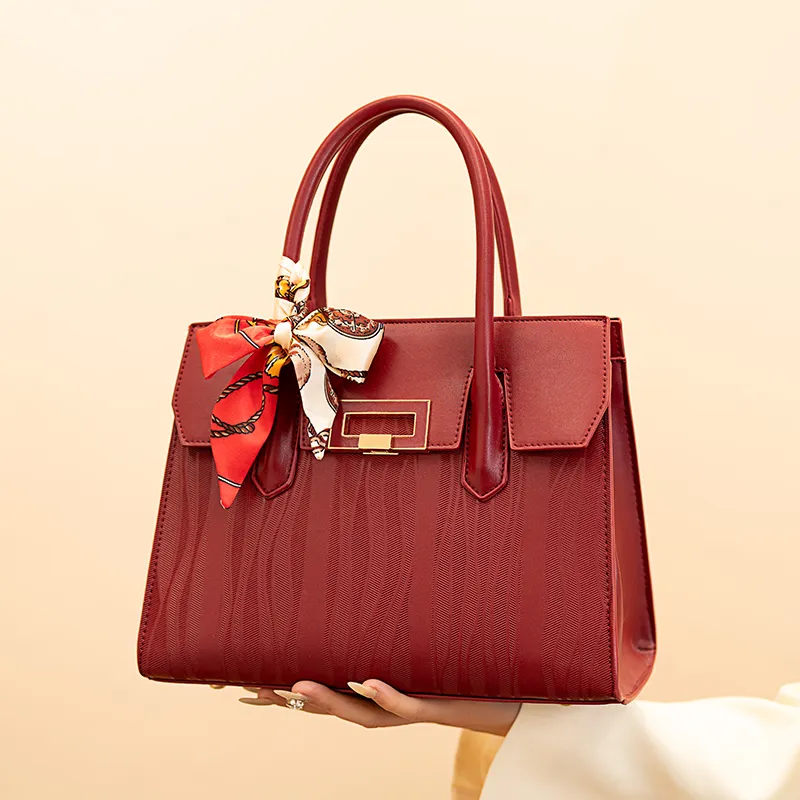 Vigno Synthetic Leather Shoulder Bag Crossbody Bag Handbag Regular Women's Red/Brown-6