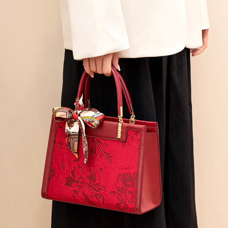 Vigno Synthetic Leather Handbag One Shoulder Crossbody Regular Women's Red-5