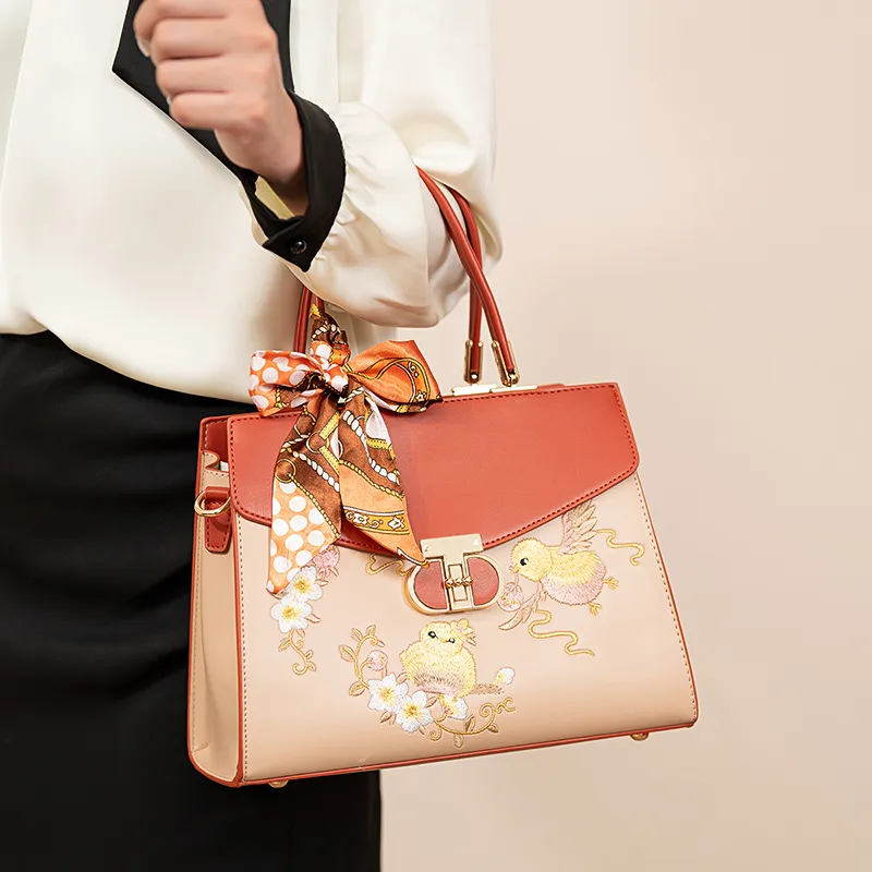 Vigno Synthetic Leather One Shoulder Handbags Women's Apricot & Brown-6