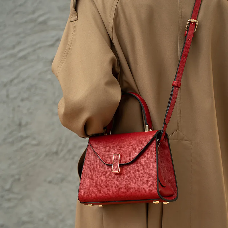 Vigno Synthetic Leather Crossbody Bags Handbags Regular Women's Ecru/Black/Red-18