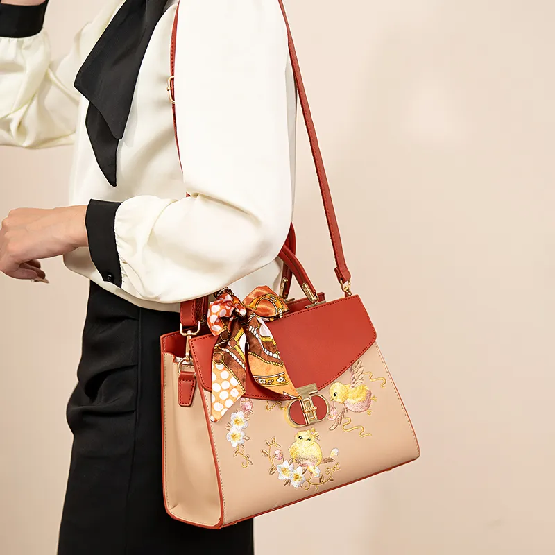 Vigno Synthetic Leather One Shoulder Handbags Women's Apricot & Brown-7