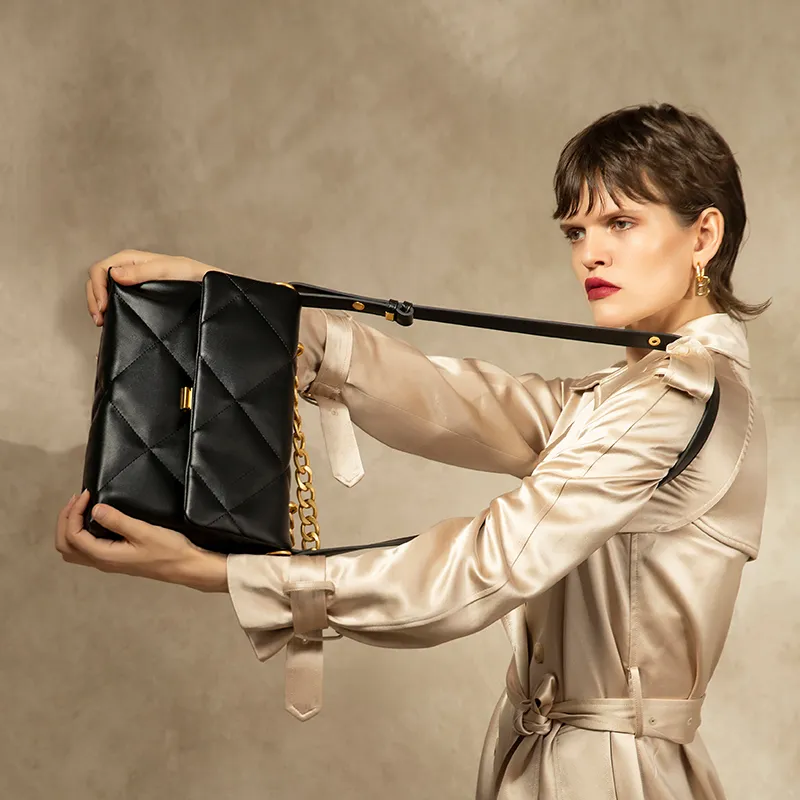 Vigno Synthetic Leather One Shoulder Crossbody Small Square Bag Regular Women's Black-7