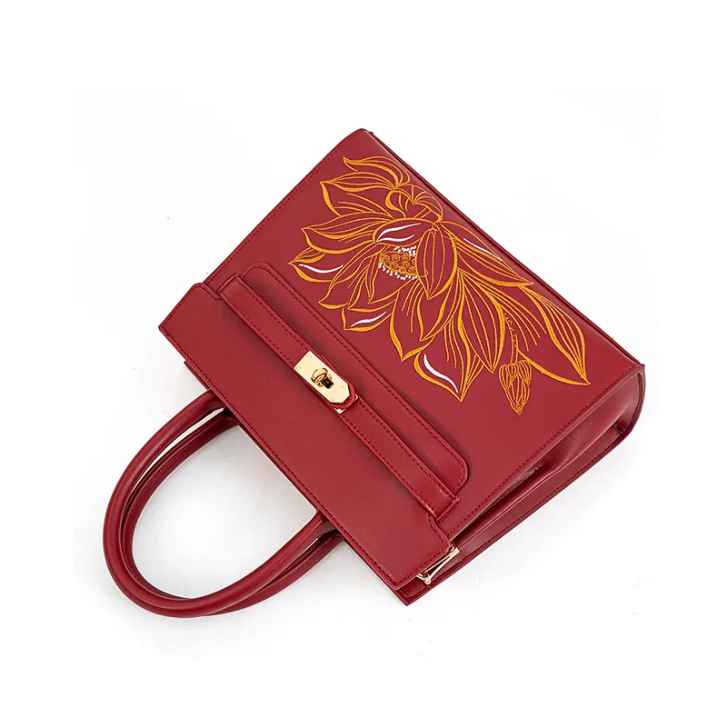 Vigno Synthetic Leather Shoulder Bag Crossbody Bag Handbag Medium Size Women's Red-17