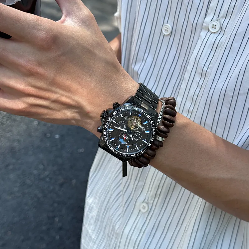 KANGOL Interstellar Series Automatic Mechanical Movement Stainless Steel Strap Watch Men's Watches Black Dial-51