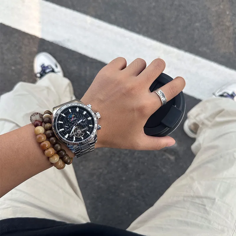 KANGOL Interstellar Series Automatic Mechanical Movement Stainless Steel Strap Watch Men's Watches Black Dial-71