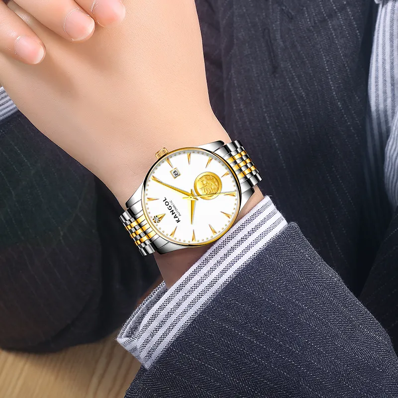 KANGOL Ride The Wind Collection Automatic Mechanical Movement Steel Strap Watch Men's Watches White Dial-4