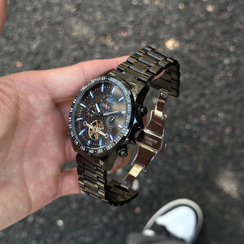 KANGOL Interstellar Series Automatic Mechanical Movement Stainless Steel Strap Watch Men's Watches Black Dial-80