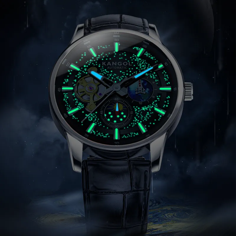 KANGOL Galaxy Xingji Automatic Mechanical Movement Watch Men's Watches Black Dial-22