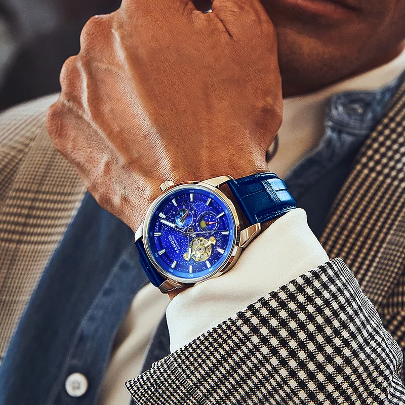 KANGOL Galaxy Xingji Automatic Mechanical Movement Watch Men's Watches Black Dial-25