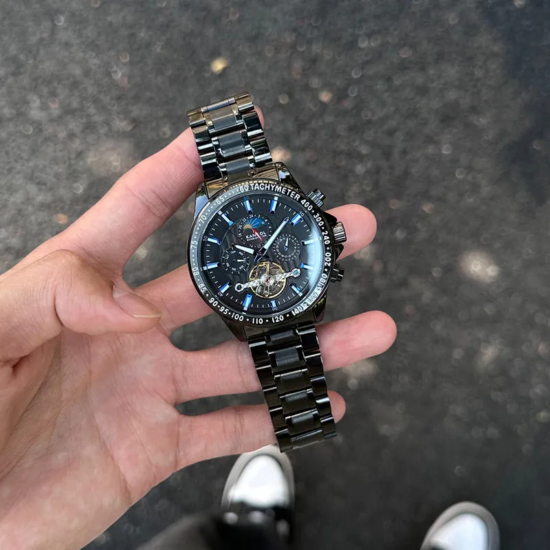 KANGOL Interstellar Series Automatic Mechanical Movement Stainless Steel Strap Watch Men's Watches Black Dial-31