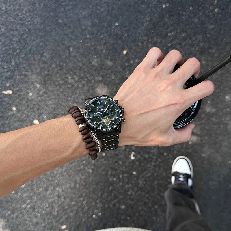 KANGOL Interstellar Series Automatic Mechanical Movement Stainless Steel Strap Watch Men's Watches Black Dial-77
