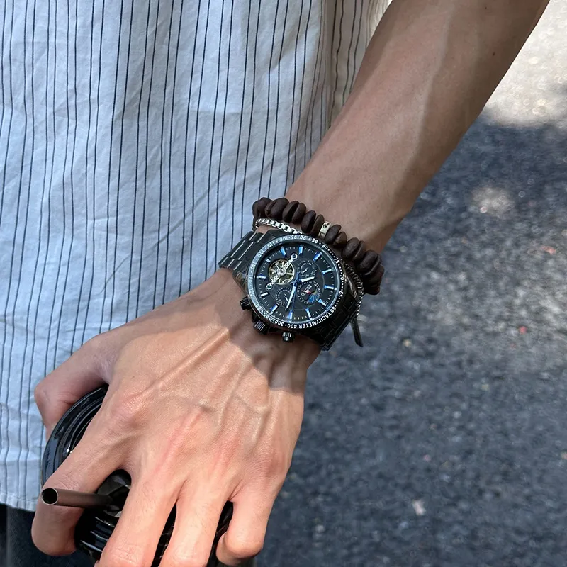 KANGOL Interstellar Series Automatic Mechanical Movement Stainless Steel Strap Watch Men's Watches Black Dial-79