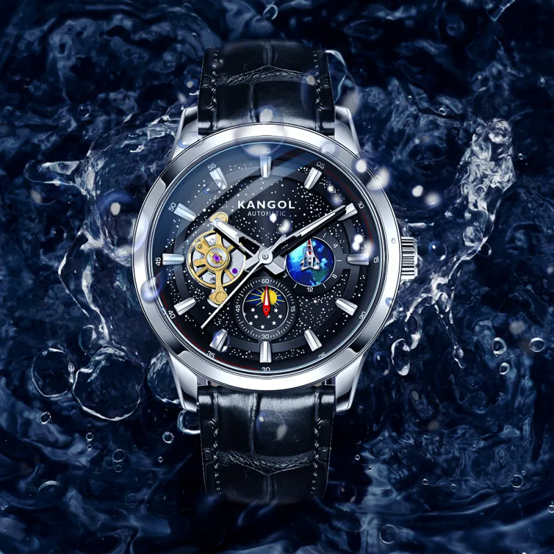 KANGOL Galaxy Xingji Automatic Mechanical Movement Watch Men's Watches Black Dial-34