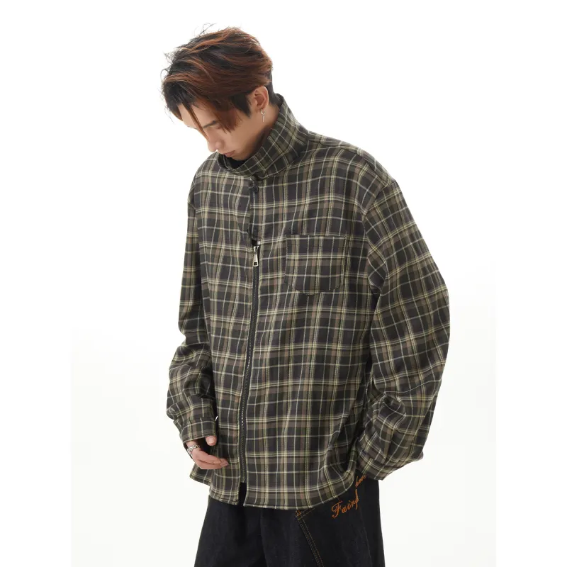 URBAN AUTHENTIC Shirt Unisex Green Plaid-3