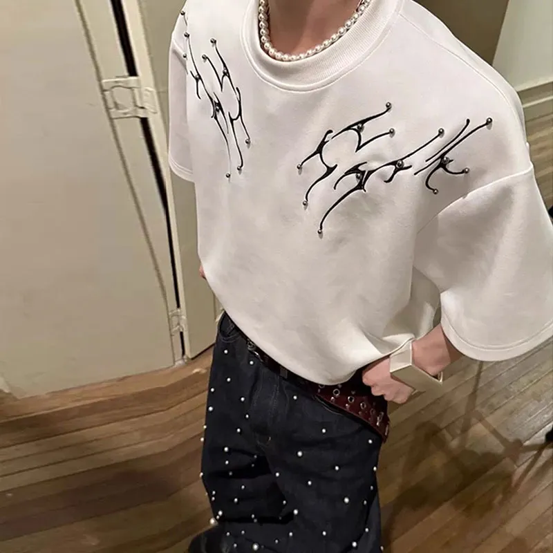 TESTUNG American Vintage Luxury Streetwear Trendy Loose Fit Versatile Short Sleeved T Shirts Unisex-15